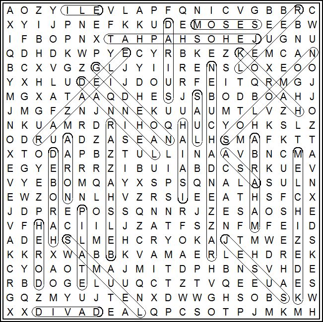 Answers to puzzle